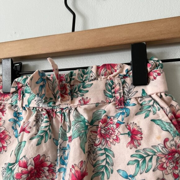 Janie and Jack Pink Floral Print Paperbag Waist Cotton Shorts Girl's Size 2T - Picture 3 of 7